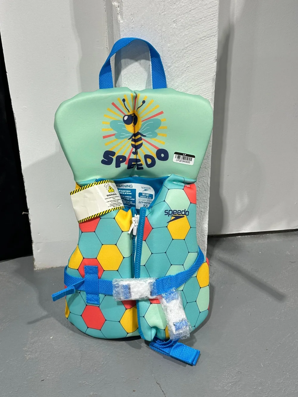 Speedo Kids Mint Green Honeycomb Swim Vest with Blue Straps